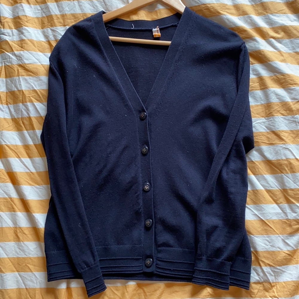 Gorgeous Navy Tory Burch Cardigan w/ logo buttons